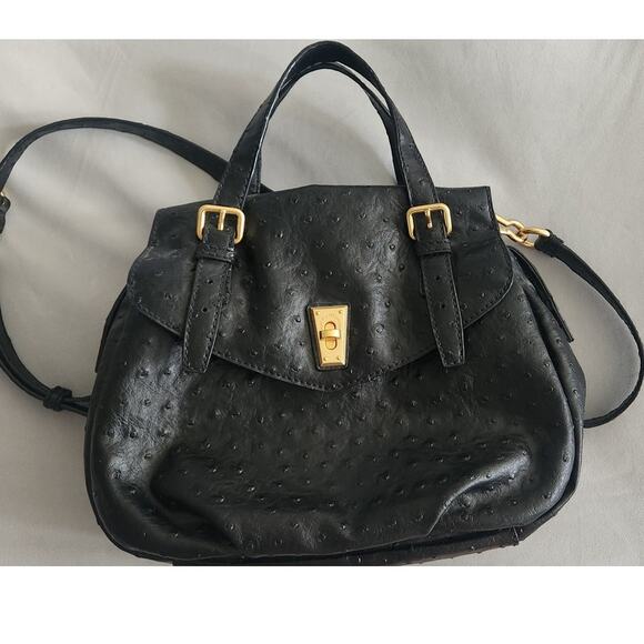 New Marc Jacobs Shoulder Bag Ostrich Black 2Way Crossbody - Picture 2 of 7
